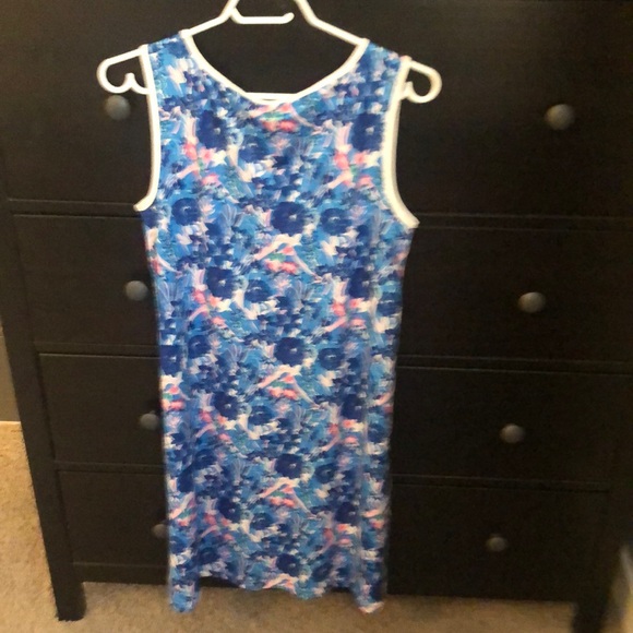 Blue Floral Sleeveless Shift Dress - Picture 6 of 7